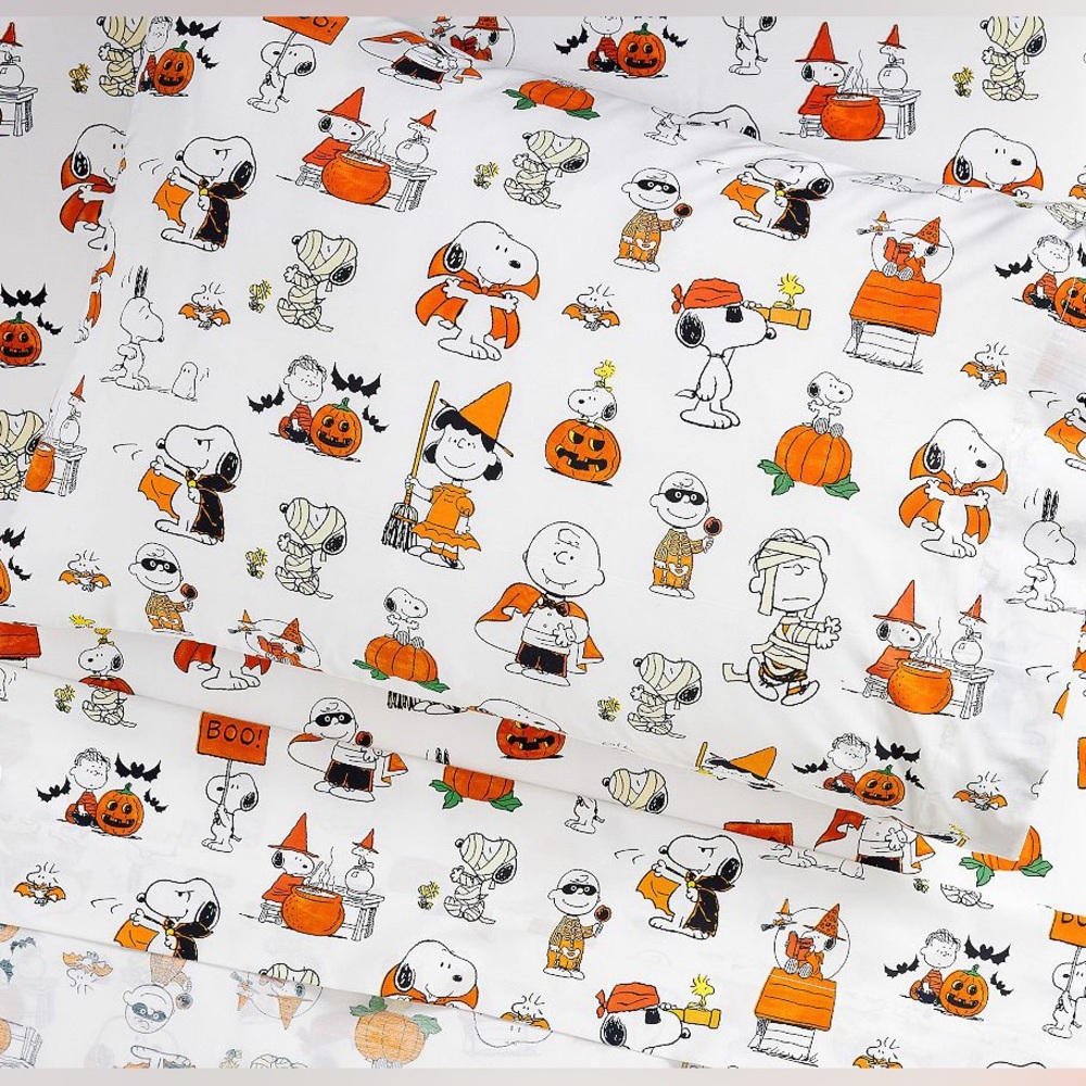 New Pottery Barn Peanuts Snoopy and Friends Halloween organic Pillowcase, #2 - Picture 3 of 10